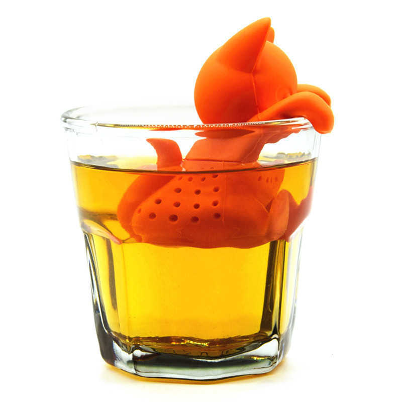 

Tea Tools Cute Cartoon Cat Shaped Blacktea Tea Infuser Strainer Food Grade Silicone Loose Leaf Herbal Spice Brewing Orange Creative new products