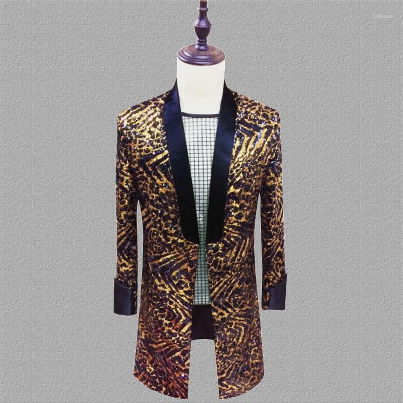 Men' Suits Leopard Sequins Blazer Men Long Designs Jacket Stage Singers Clothes Dance Star Style Dress Punk Rock Masculino Homme, Gold
Men' Suits Leopard Sequins Blazer Men Long Designs Jacket Stage Singers Clothes Dance Star Style Dress Punk Rock Masculino Homme, Gold