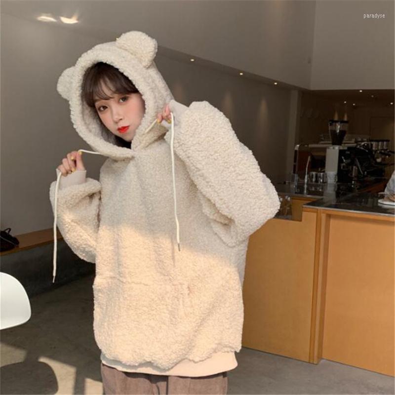Women's Hoodies Artificial Lambswool Plush Hoodie Loose Casual Cute Bear Ears Hooded Outwear Pocket Drawstring Sweatshirt Pullover Female, Ivory
Women's Hoodies Artificial Lambswool Plush Hoodie Loose Casual Cute Bear Ears Hooded Outwear Pocket Drawstring Sweatshirt Pullover Female, Ivory