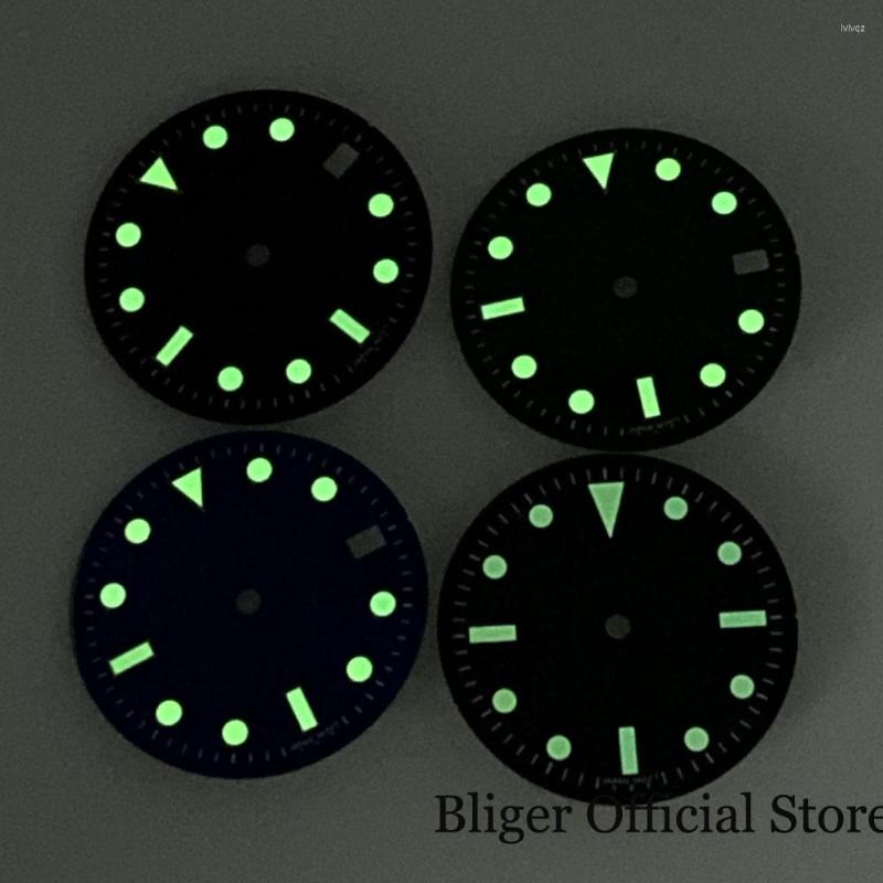 

Watch Repair Kits Sterile Nologo 29mm Automatic Black/Green/Blue Dial Green Luminous Marks Fit NH35A Date Window