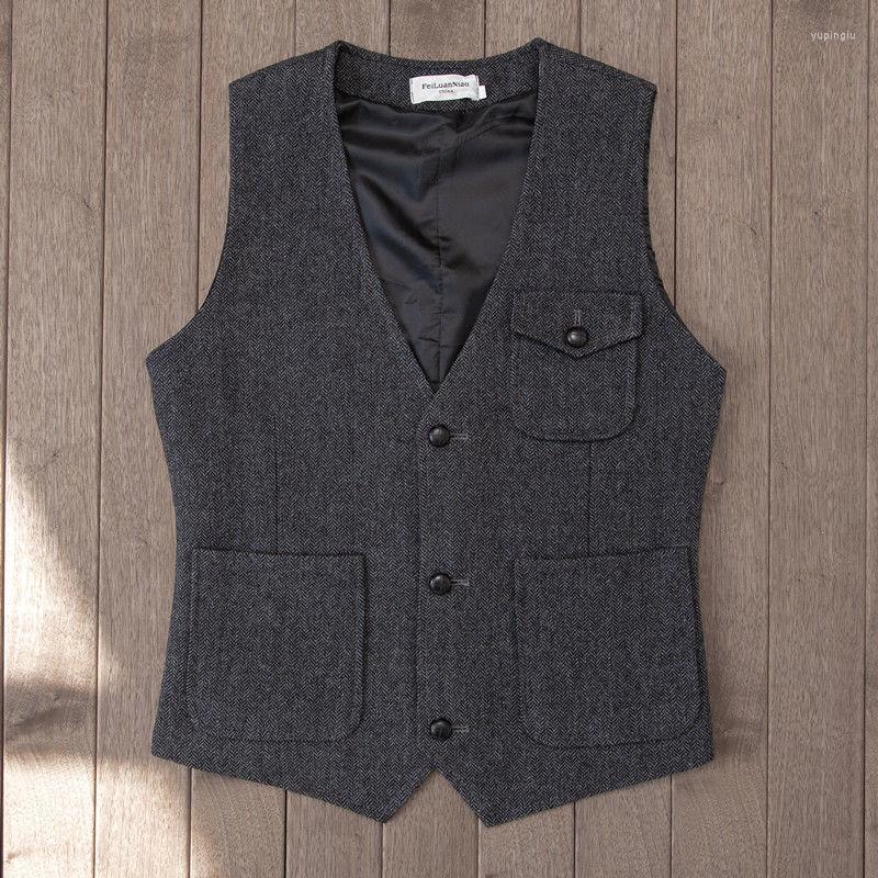 Men' Vests Men' Suit Vest Herringbone Wool Tweed Three Handmade Buckles Gentleman Jacket Groom Waistcoat For Wedding Costumes, Gray
Men' Vests Men' Suit Vest Herringbone Wool Tweed Three Handmade Buckles Gentleman Jacket Groom Waistcoat For Wedding Costumes, Gray