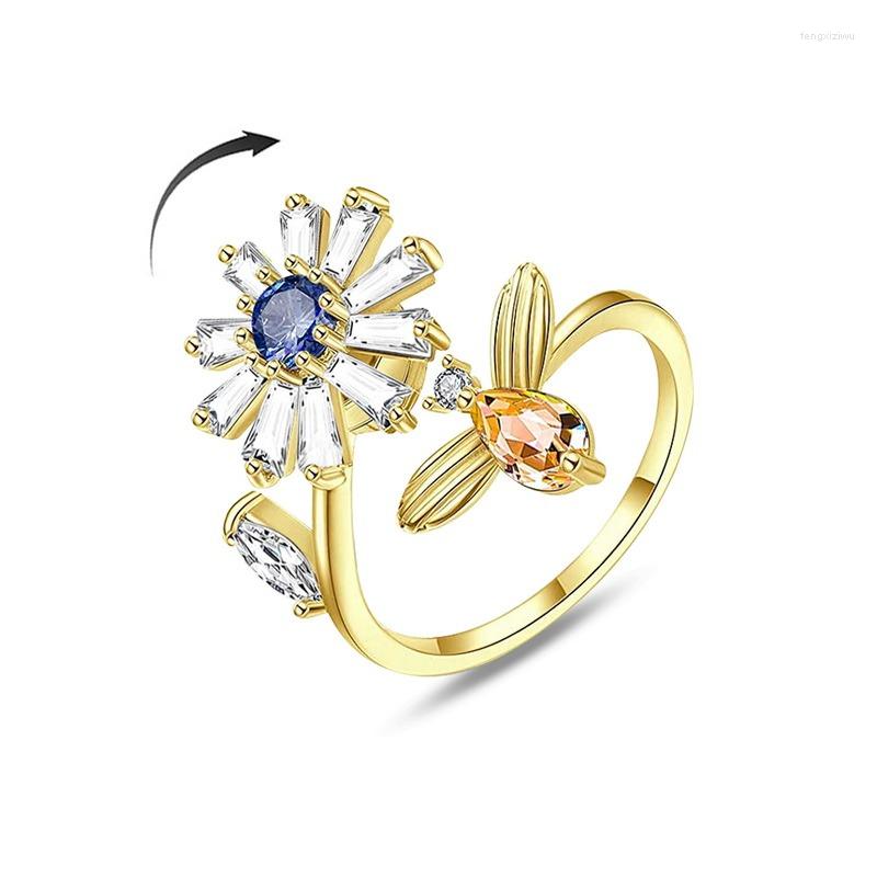 Cluster Rings Bohemian Daisy Bee Anxiety Ring For Women Teens Adjustable Spinner Fidget Real 18K Gold Plated Copper Zircon Wedding Party
Cluster Rings Bohemian Daisy Bee Anxiety Ring For Women Teens Adjustable Spinner Fidget Real 18K Gold Plated Copper Zircon Wedding Party