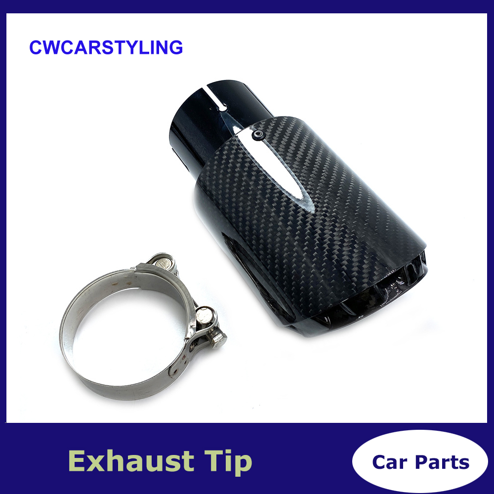 

3 Layer Twill Glossy Carbon Car Mufflers Tip Universal Black Stainless Exhaust Pipe Muffler Nozzle Decoration For Autos