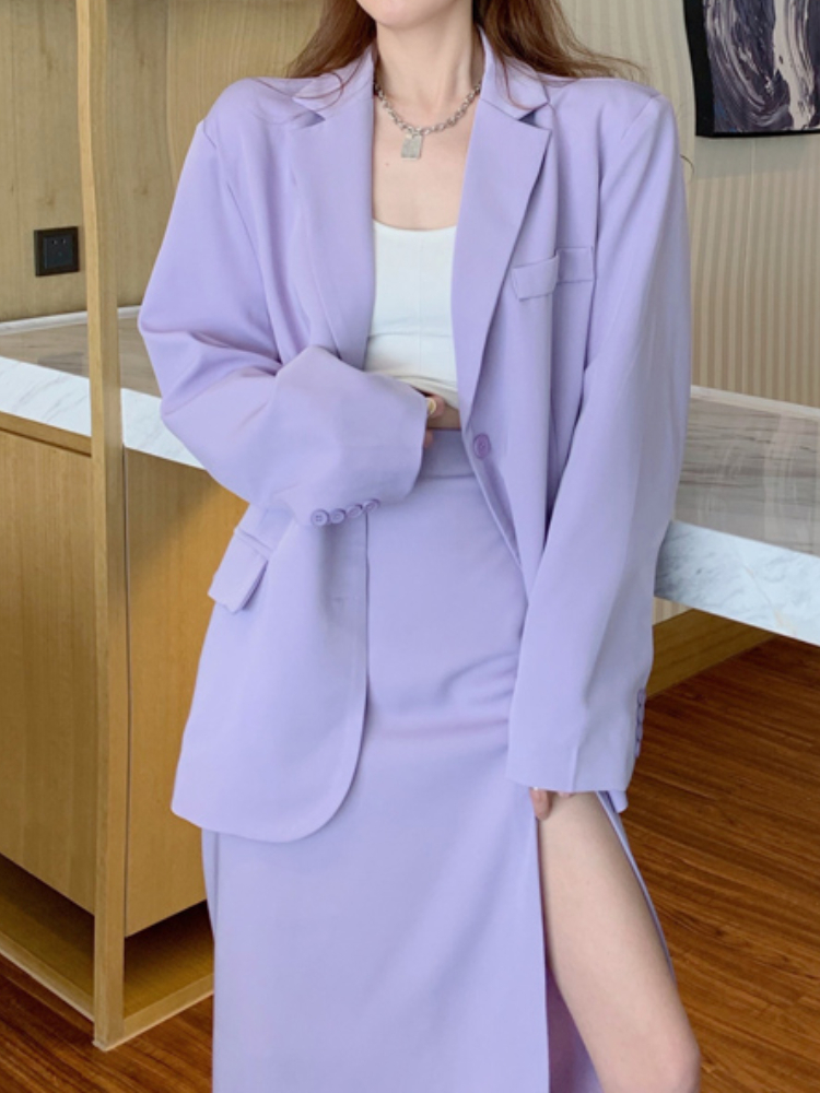 Two Piece Dress Women Casual Elegant Blazer Skirts Set Long Sleeve Jackets High Wasit Saya Two Pieces Suit Femme Fashion Business Formal Clothes 22100