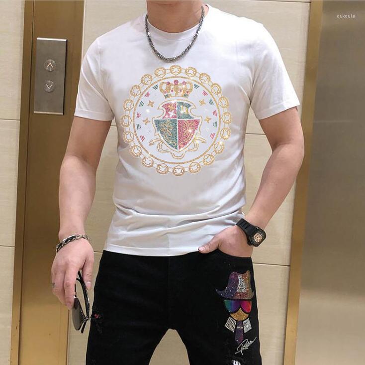 Men' T Shirts Anime Hip Hop Rhinestone Shirt Men Streetwear Short Sleeve Cotton Oversize Summer T-shirt Tops, As picture shown
Men' T Shirts Anime Hip Hop Rhinestone Shirt Men Streetwear Short Sleeve Cotton Oversize Summer T-shirt Tops, As picture shown