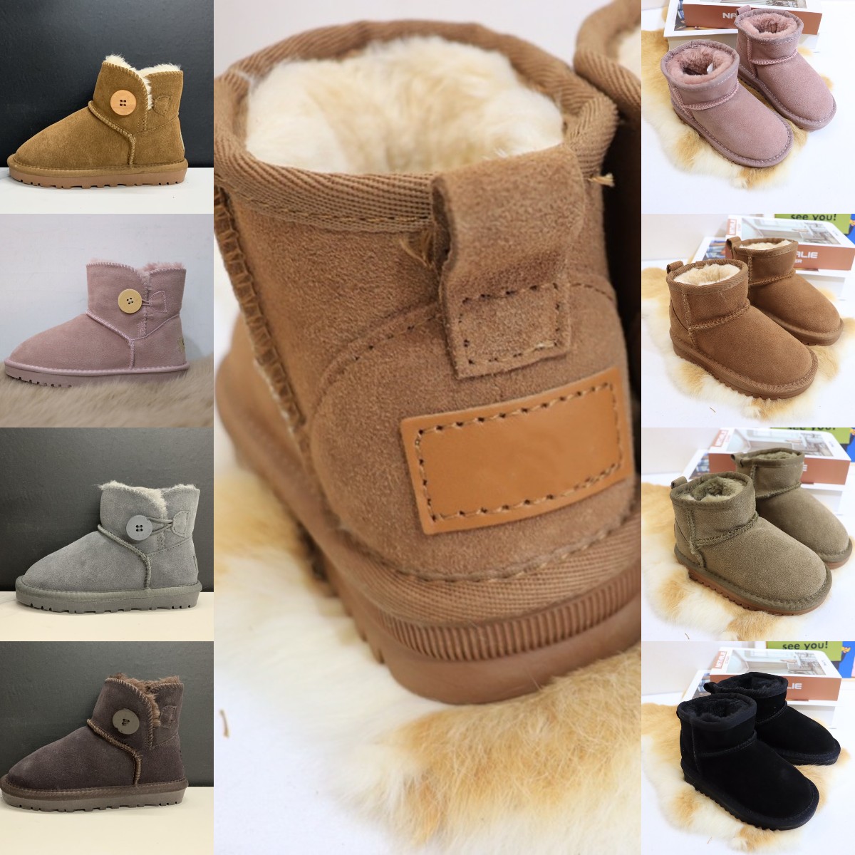 Youth Kid Mini Button Suede Sheepskin Boots Fur Short Ankle Calf Casual Chestnut Booties Australia Branded Outdoor Winter Shoes Shearling Faux Wool Children Boot, Mq1091
Youth Kid Mini Button Suede Sheepskin Boots Fur Short Ankle Calf Casual Chestnut Booties Australia Branded Outdoor Winter Shoes Shearling Faux Wool Children Boot, Mq1091