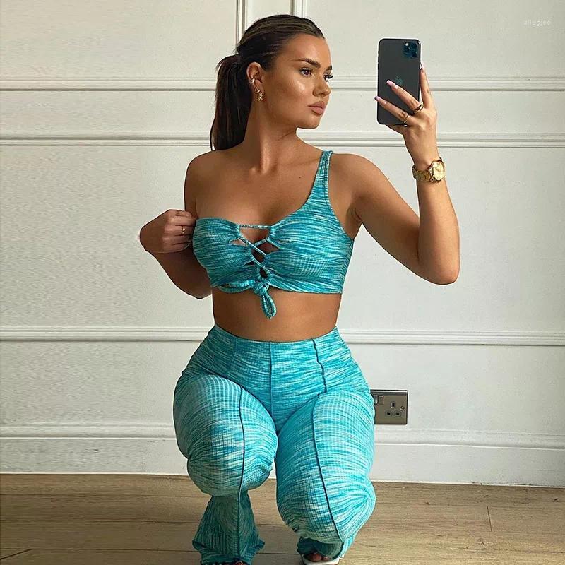 Women' Two Piece Pants FashionableFashion Two-piece Women Sets Hollow Out Crop Tops And Flared Ladies Tie Dye Slim Outfits 2022, Green 
Women' Two Piece Pants FashionableFashion Two-piece Women Sets Hollow Out Crop Tops And Flared Ladies Tie Dye Slim Outfits 2022, Green