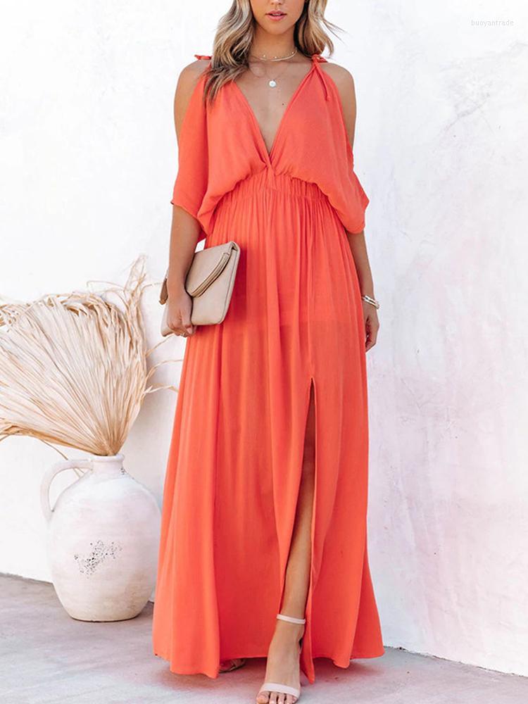 Party Dresses Sexy Solid Deep V Tie-up Chiffon Dress Elegant Elastic High Waist Slit Beach Summer Casual Half Sleeve Chic DressesParty, 03 orange
Party Dresses Sexy Solid Deep V Tie-up Chiffon Dress Elegant Elastic High Waist Slit Beach Summer Casual Half Sleeve Chic DressesParty, 03 orange