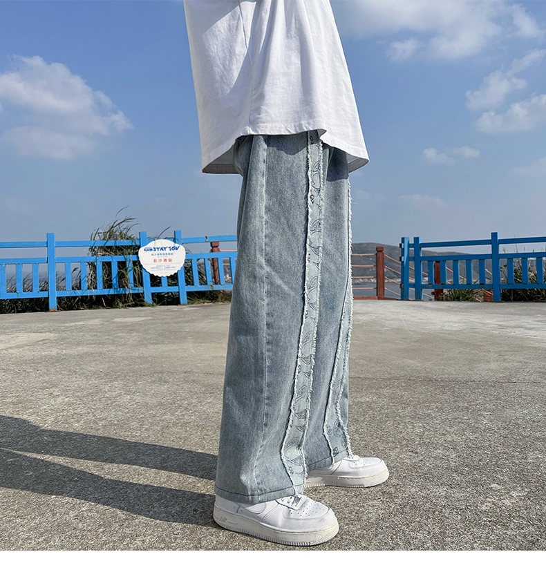 Men's Jeans Cashew Flower Printed Men Jeans Patchwork Denim Straight Jean Pants Black Men's Hip Hop Jeans Neutral Streetwear denim Trousers 