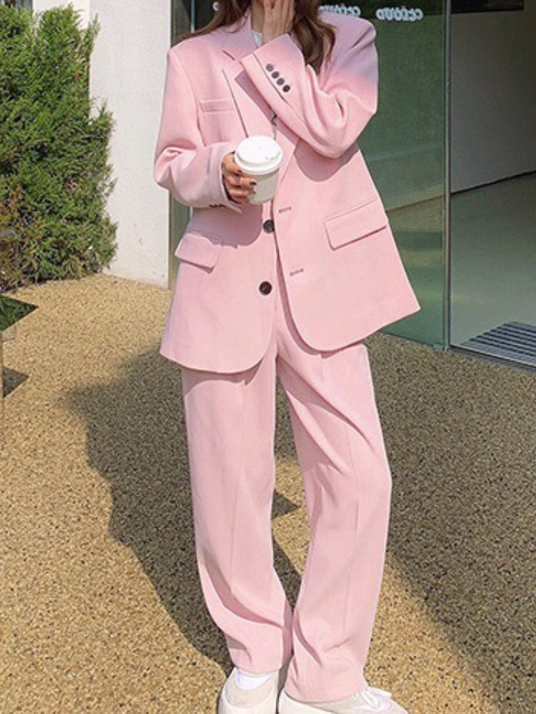 Women's Suits Blazers Autumn Casual Plus Size Women Business Trousers Suit Loose Vintage Elegant White Blazer Pantsuit Femme Fashion Clothes Two 