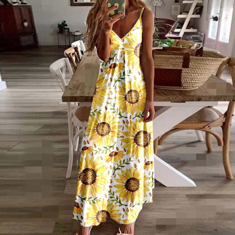 Casual Dresses Women Ladies Loose Sunflower Printed Long Maxi Dress Sleeveless V Neck Swing Beach For RobeCasual, Ye
Casual Dresses Women Ladies Loose Sunflower Printed Long Maxi Dress Sleeveless V Neck Swing Beach For RobeCasual, Ye