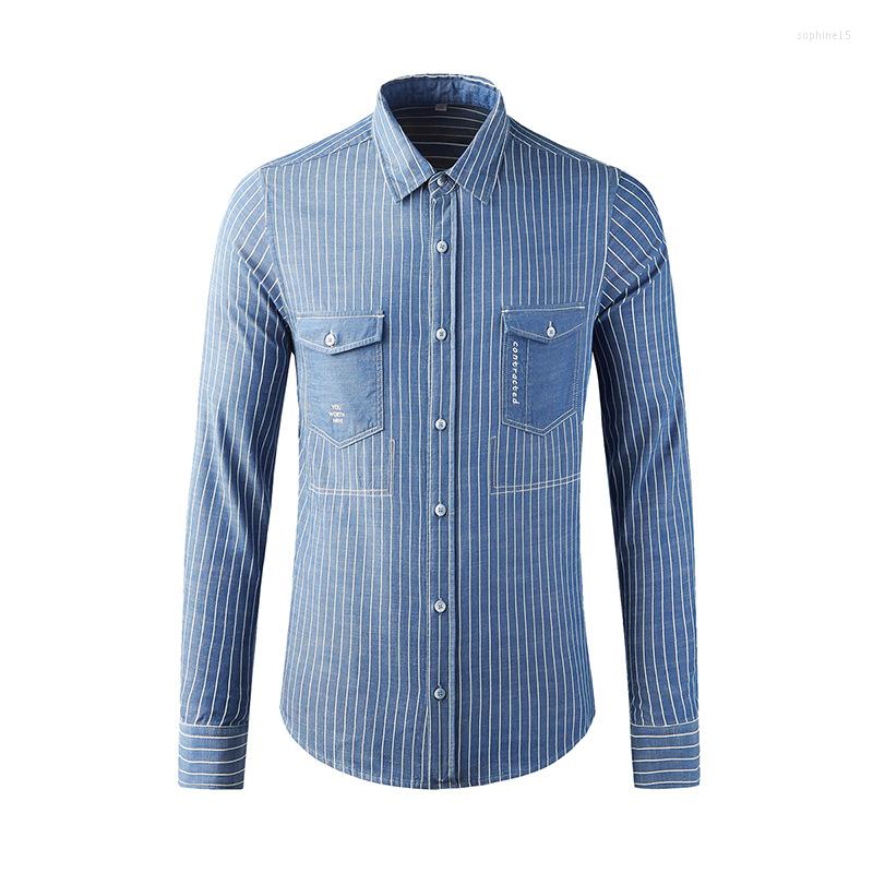 Men's Casual Shirts Men's Clothing Striped Cotton Double Pocket Decorative Shirt Long-sleeved Fashion Slim Bottoming, Picture color
Men's Casual Shirts Men's Clothing Striped Cotton Double Pocket Decorative Shirt Long-sleeved Fashion Slim Bottoming, Picture color