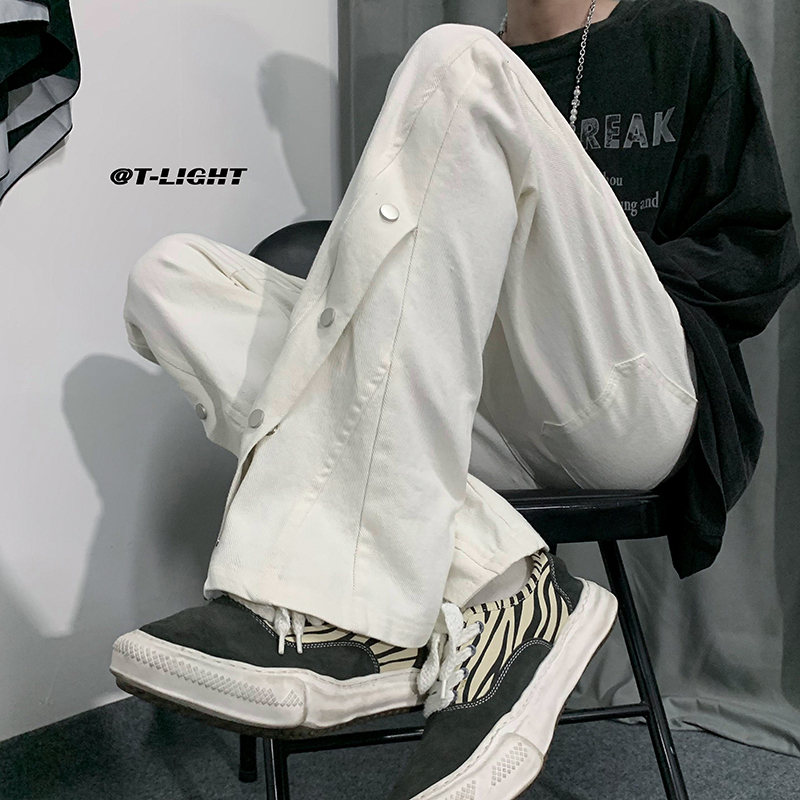 Men's Jeans Men's Baggy Jeans Casual Vintage Clothing Straight Leg Trousers Korean Fashion Man Streetwear Solid Oversize Bellbottoms Jeans 2