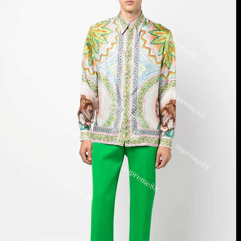 Casablanca 23SS Portrait of Linlang Pop Designer Men Shirts Silk Button Up Hawaiian Long Sleeve Shirt, White
Casablanca 23SS Portrait of Linlang Pop Designer Men Shirts Silk Button Up Hawaiian Long Sleeve Shirt, White
