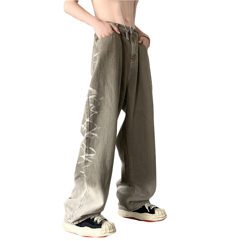 Men's Jeans Fashion Gradient Vintage Men Baggy Jeans Widelegged Pants High Street Hip Hop Casual Loose Denim Jeans Pantalon 221008