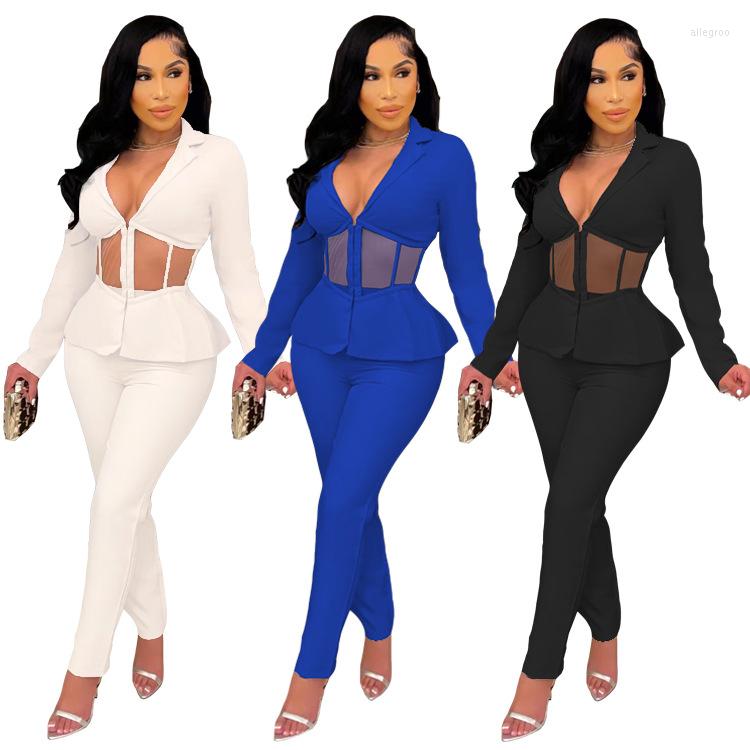 Women' Two Piece Pants Spring Sets Womens Outifits 17F8318 Ladies Elegant Net Yarn Transparent Small Suit Ruffled Pencil, F8318blue
Women' Two Piece Pants Spring Sets Womens Outifits 17F8318 Ladies Elegant Net Yarn Transparent Small Suit Ruffled Pencil, F8318blue