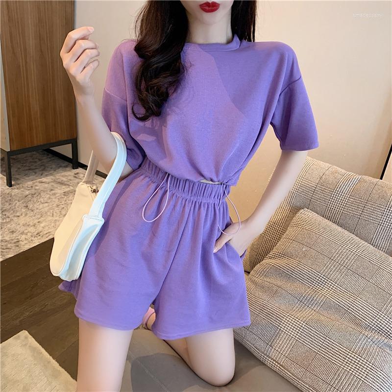Women's Tracksuits Casual Fashion Suit 2022 Summer Short Drawstring Top Sleeve T-Shirt Women High Waist Wide Leg Shorts Two Piece Set
Women's Tracksuits Casual Fashion Suit 2022 Summer Short Drawstring Top Sleeve T-Shirt Women High Waist Wide Leg Shorts Two Piece Set