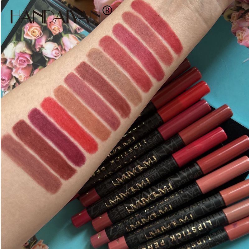 Pcs/Lot Pencil Lipstick Long-Lasting Waterproof 2 12 Colors Saturated Matte Lip Er