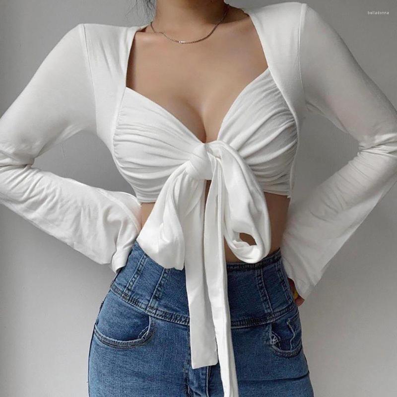 Women' Blouses Sexy Bandage Girl Top Women Casual Long Sleeved T Shirt Criss Cross Cropped Female Tshirt White Black
Women' Blouses Sexy Bandage Girl Top Women Casual Long Sleeved T Shirt Criss Cross Cropped Female Tshirt White Black
