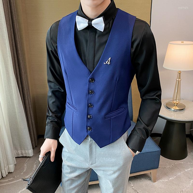 Men's Vests Top Quality Men's Business Casual Slim Vest Fashion Designer Men Classic Solid Color Single Breasted Sleeveless Size 5XL-M, Blue
Men's Vests Top Quality Men's Business Casual Slim Vest Fashion Designer Men Classic Solid Color Single Breasted Sleeveless Size 5XL-M, Blue