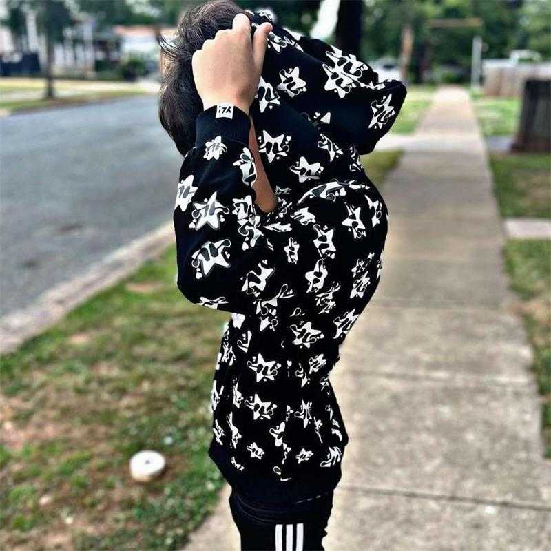 Men's Hoodies Sweatshirts Full Zip Men Y2K clothes Fashion Goth Star graphics Long Sleeve hoodies Sweatshirt Oversized emo Top G221008