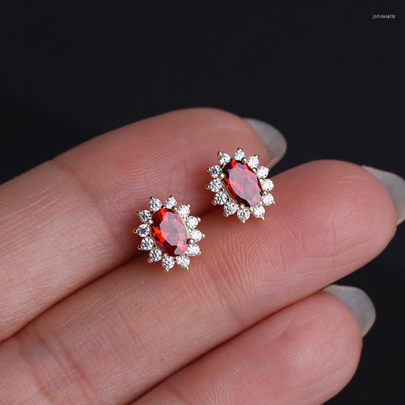 Stud Earrings Dainty Red Oval Stone Female Luxury Crystal Ruby Real 925 Sterling Silver Gold Wedding For Women
Stud Earrings Dainty Red Oval Stone Female Luxury Crystal Ruby Real 925 Sterling Silver Gold Wedding For Women