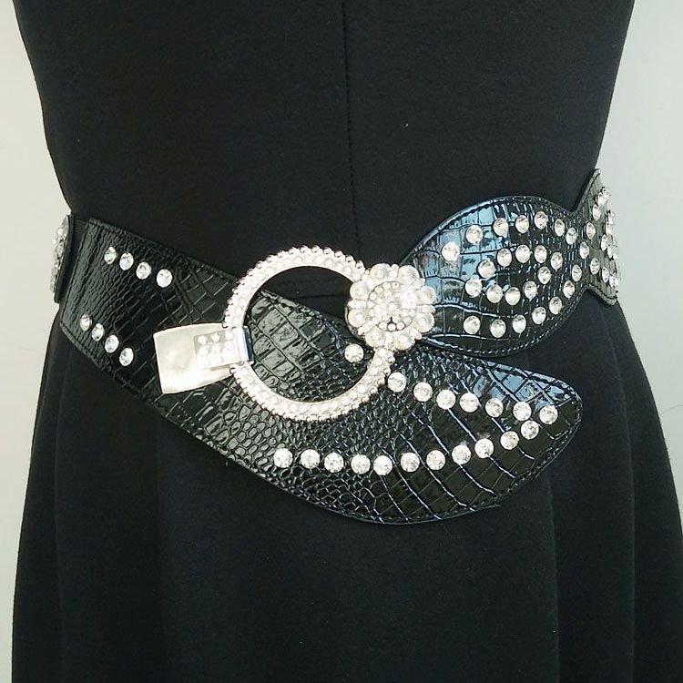 Overcoat Elastic Rhinestone Belt Super Wide Belt Women's Elastic Waist Seal Crystal Decoration Versatile Fashion Dress Children, As picture
Overcoat Elastic Rhinestone Belt Super Wide Belt Women's Elastic Waist Seal Crystal Decoration Versatile Fashion Dress Children, As picture