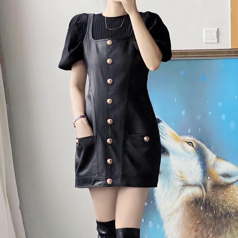 Women's Leather 2022 Arrival Women's Fashion Metal Button Design Genuine Dress, Black
Women's Leather 2022 Arrival Women's Fashion Metal Button Design Genuine Dress, Black