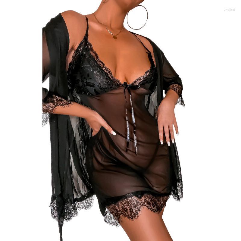 Women's Sleepwear Women's Women Set Lace Sheer Spaghetti Strap Backless Nightdress And Exotic Robes Pajamas Nightwear, Black
Women's Sleepwear Women's Women Set Lace Sheer Spaghetti Strap Backless Nightdress And Exotic Robes Pajamas Nightwear, Black