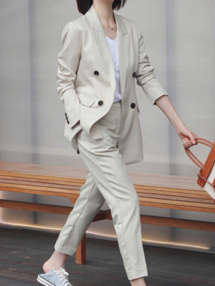 Women's Suits Blazers Autumn Office Blazer Pantsuit 2 Pieces Set Women Elegant Professional Jacket Coat Pencil Trousers Suit Female Fashion Cloth