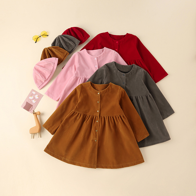 children stylish single-breasted dresses with hat children fashionable autumn and winter casual princess dress, As picture
children stylish single-breasted dresses with hat children fashionable autumn and winter casual princess dress, As picture