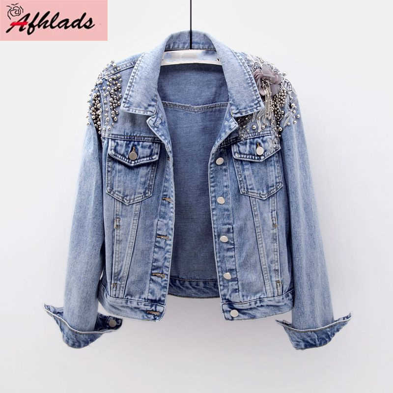 Women's Jackets 2022 Spring And Autumn Korean Long-Sleeved Turn-Down Collar Denim Jacket Beaded Casual Slim Female Denim Jacket Outerwear T221008, Blue
Women's Jackets 2022 Spring And Autumn Korean Long-Sleeved Turn-Down Collar Denim Jacket Beaded Casual Slim Female Denim Jacket Outerwear T221008, Blue