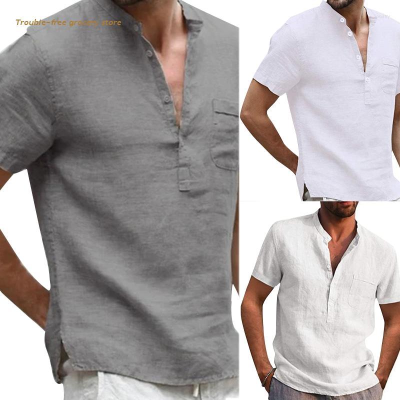 Men's Casual Shirts Summer Mens Short Sleeve T-Shirt Linen Breathable Blouse Buttons Up Stand Collar Solid Color Pullover Tops M-3XL, White
Men's Casual Shirts Summer Mens Short Sleeve T-Shirt Linen Breathable Blouse Buttons Up Stand Collar Solid Color Pullover Tops M-3XL, White