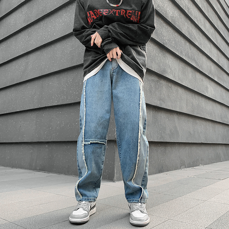 Men's Jeans Spring Summer Men Wide Leg Jeans Hip Hop Patchwork Casual Men's Baggy Denim Pants High Street Jean Pants Neutral Trousers 221008