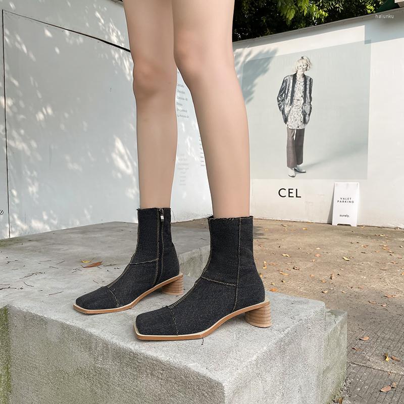 Boots Square Toe Women Ankle 2022 S Denim Blue/Black Side Zipper Autumn Winter Thick Mid Heels Ladies Party Pumps Sock
Boots Square Toe Women Ankle 2022 S Denim Blue/Black Side Zipper Autumn Winter Thick Mid Heels Ladies Party Pumps Sock