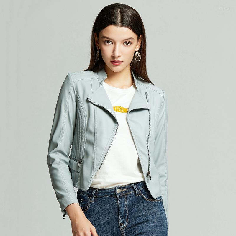 Women' Leather 2022 Fashion Women Spring Autumn Soft Faux Jackets Lady Motorcyle Zippers Biker Light Blue Coats Black Outerwear
Women' Leather 2022 Fashion Women Spring Autumn Soft Faux Jackets Lady Motorcyle Zippers Biker Light Blue Coats Black Outerwear