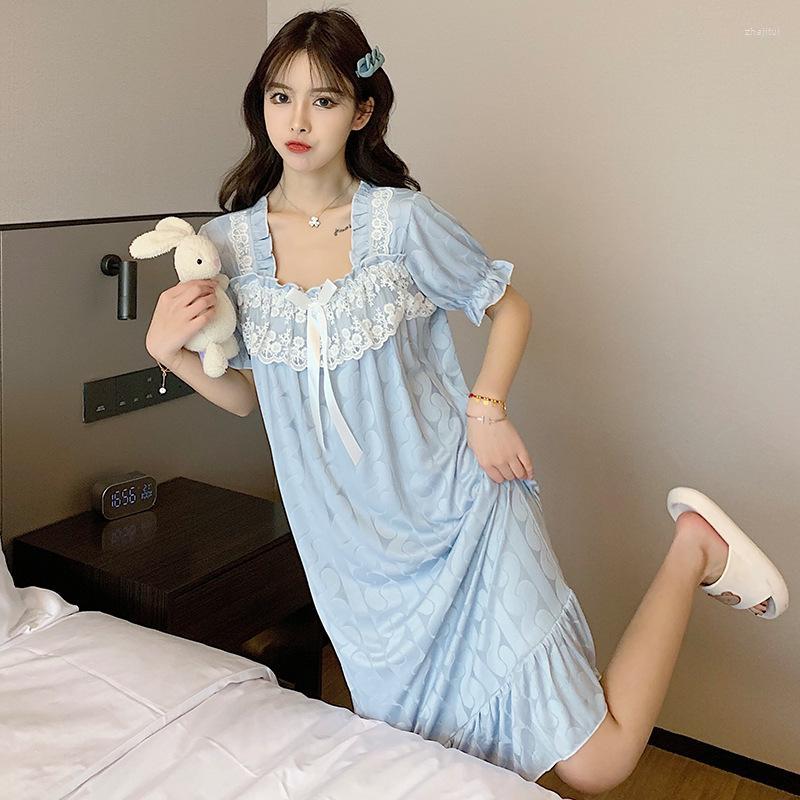 Women's Sleepwear Women's Fdfklak Sweet Cotton Lace Night Dress Women Loose Plus Size Nightshirt Short Sleeve Long Nightgowns Nuisette, Beige
Women's Sleepwear Women's Fdfklak Sweet Cotton Lace Night Dress Women Loose Plus Size Nightshirt Short Sleeve Long Nightgowns Nuisette, Beige