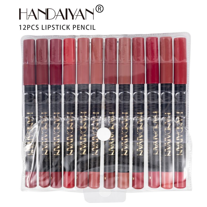 Pcs/Lot Pencil Lipstick Long-Lasting Waterproof 2 12 Colors Saturated Matte Lip Er
