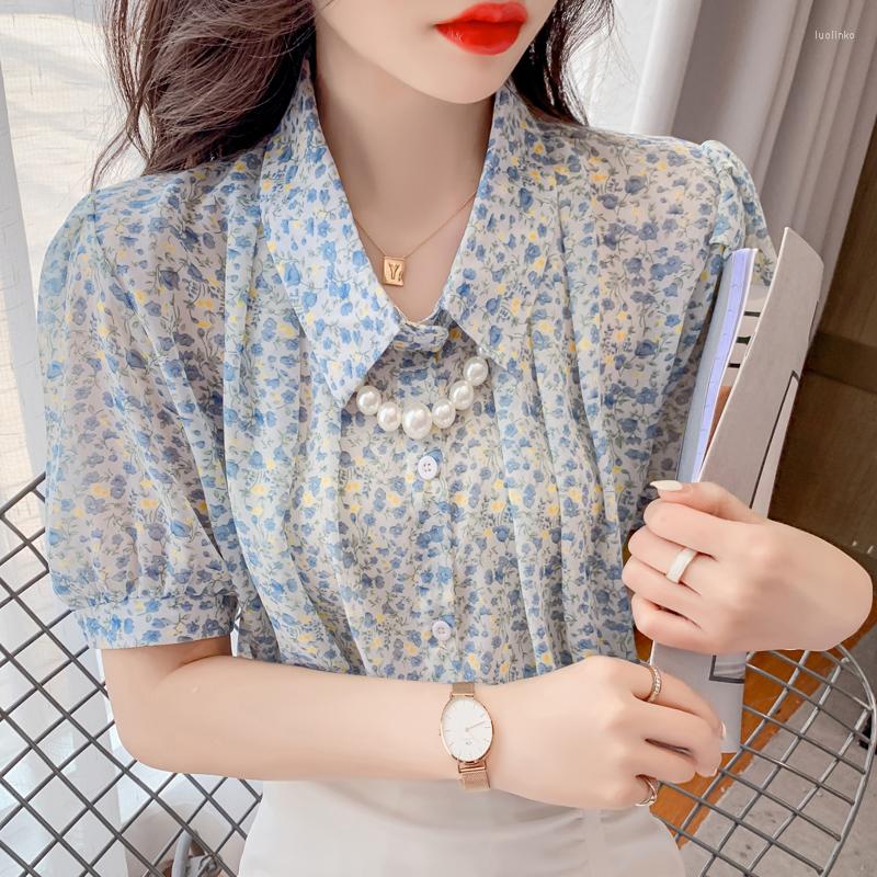 Women' Blouses French Retro Chiffon Floral Blouse Women' Summer 2022 Korean-Style Design Leisure Short Sleeves Super Fairy Sweet Tops, Blue
Women' Blouses French Retro Chiffon Floral Blouse Women' Summer 2022 Korean-Style Design Leisure Short Sleeves Super Fairy Sweet Tops, Blue
