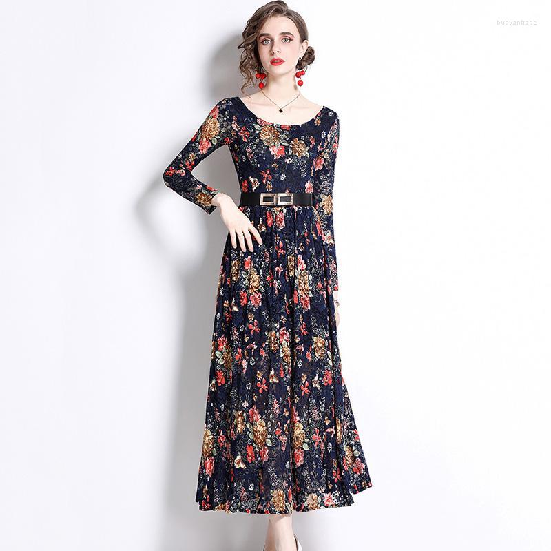 Casual Dresses Autumn Women Lace Long Dress Fashion O-Neck High Waist Print Vintage Evening Party VestidosCasual, Blue
Casual Dresses Autumn Women Lace Long Dress Fashion O-Neck High Waist Print Vintage Evening Party VestidosCasual, Blue