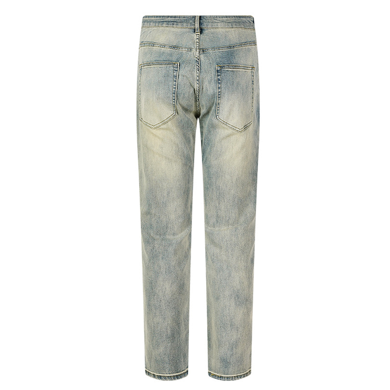 Men's Jeans Vibe Style Straight Leg Retro Washed Jeans Mens Loose Straight High Street Denim Pants Jeans For Men Women Distressed 221008