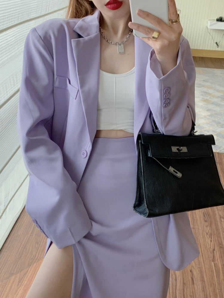 Two Piece Dress Women Casual Elegant Blazer Skirts Set Long Sleeve Jackets High Wasit Saya Two Pieces Suit Femme Fashion Business Formal Clothes 22100