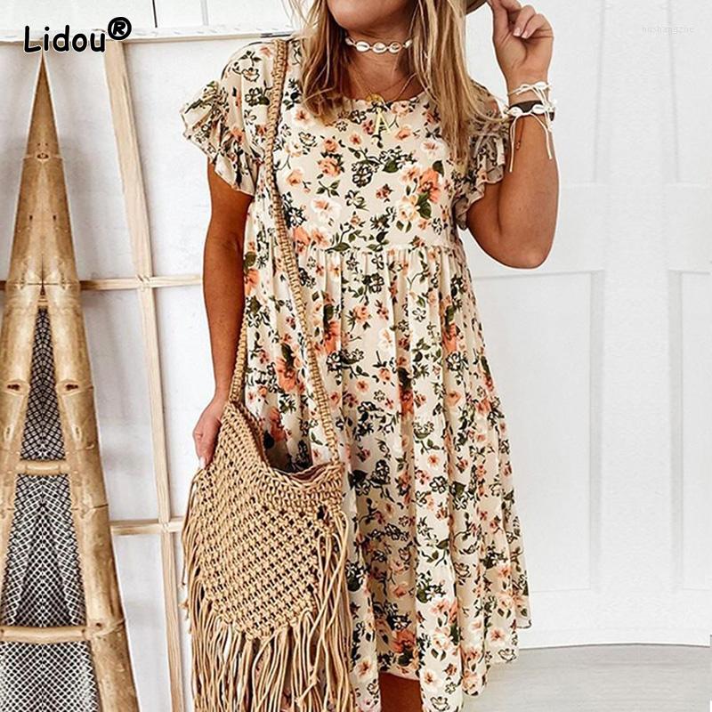 Casual Dresses Floral Print Summer 2022 Women Bohemian Beach Short Sleeve Ruffles Dress Female A-Line Sundress Robe Vestidos De Verano, Black
Casual Dresses Floral Print Summer 2022 Women Bohemian Beach Short Sleeve Ruffles Dress Female A-Line Sundress Robe Vestidos De Verano, Black