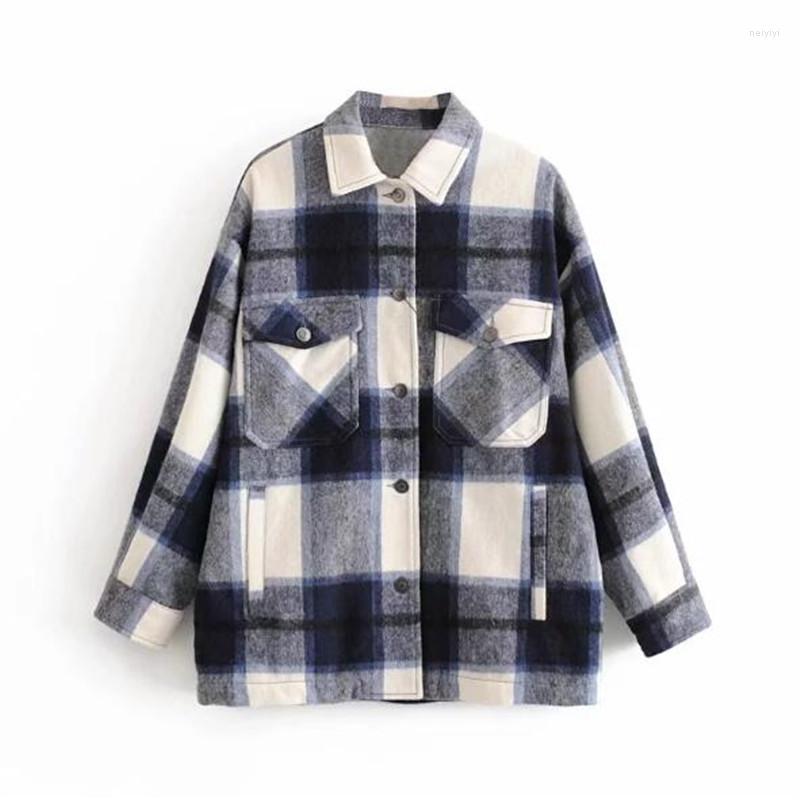 Women's Wool Retro Coats Plaid Jackets Ladies Trendy Tops 2022 Fashion Streetwear Women's Outerwear Lapel Long Sleeve Cardigan Loose, As photo 4
Women's Wool Retro Coats Plaid Jackets Ladies Trendy Tops 2022 Fashion Streetwear Women's Outerwear Lapel Long Sleeve Cardigan Loose, As photo 4