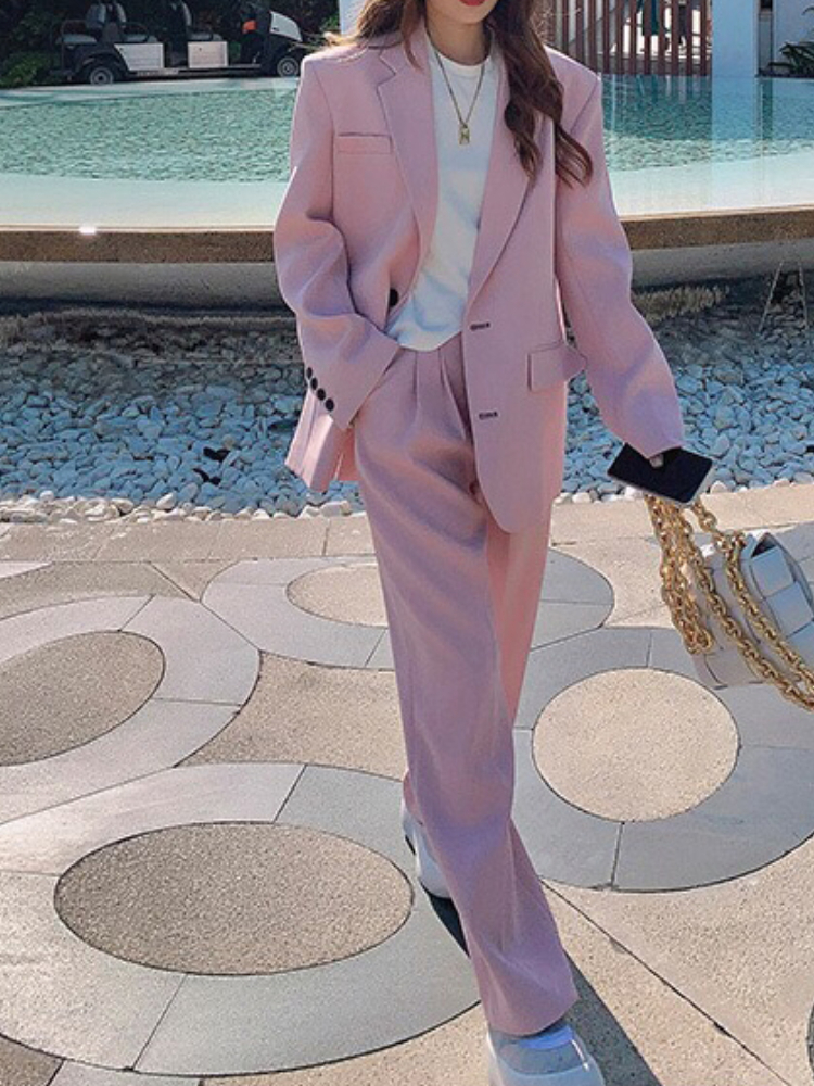 Women's Suits Blazers Autumn Casual Plus Size Women Business Trousers Suit Loose Vintage Elegant White Blazer Pantsuit Femme Fashion Clothes Two 