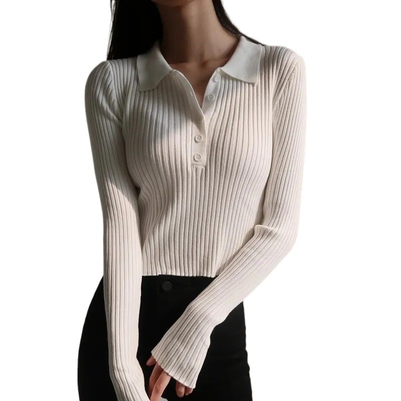 Women' Sweaters Korean Fashion Buttons Cropped Knitted Polo Shirt Sweater Women Autumn Elegant Long Sleeve Tops Ladies Knitwear Femme, White
Women' Sweaters Korean Fashion Buttons Cropped Knitted Polo Shirt Sweater Women Autumn Elegant Long Sleeve Tops Ladies Knitwear Femme, White