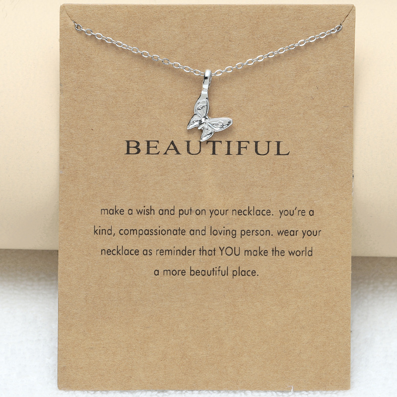Silver Butterfly Pendant Necklace Girls Wedding Party Jewelry Chain Choker with Card Packing
Silver Butterfly Pendant Necklace Girls Wedding Party Jewelry Chain Choker with Card Packing