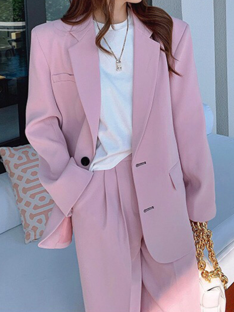 Women's Suits Blazers Autumn Casual Plus Size Women Business Trousers Suit Loose Vintage Elegant White Blazer Pantsuit Femme Fashion Clothes Two 