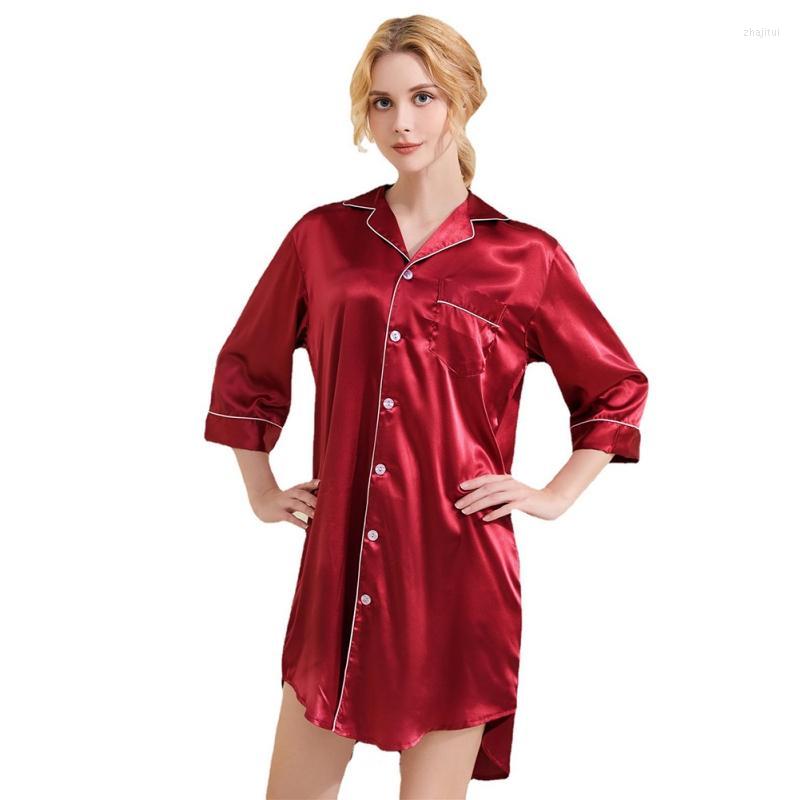 Women's Sleepwear Women's Pajamas For Women V Neck Thin Silk Loose Sleep Shirt Large Three Quarter Sleeve Summer Smooth Tops, Red
Women's Sleepwear Women's Pajamas For Women V Neck Thin Silk Loose Sleep Shirt Large Three Quarter Sleeve Summer Smooth Tops, Red