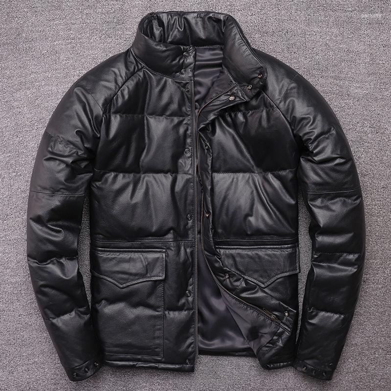 Men's Down Genuine Leather Men Coats Real Cow Parkas Short Design Stand Collar Jackets Winter, Black button
Men's Down Genuine Leather Men Coats Real Cow Parkas Short Design Stand Collar Jackets Winter, Black button